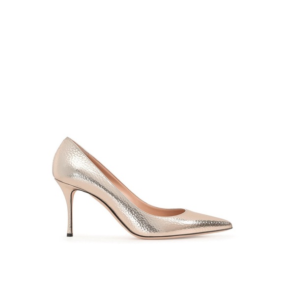 Sergio Rossi Shoes - Sergio Rossi Cracked Metallic Rose Gold Mid Pumps